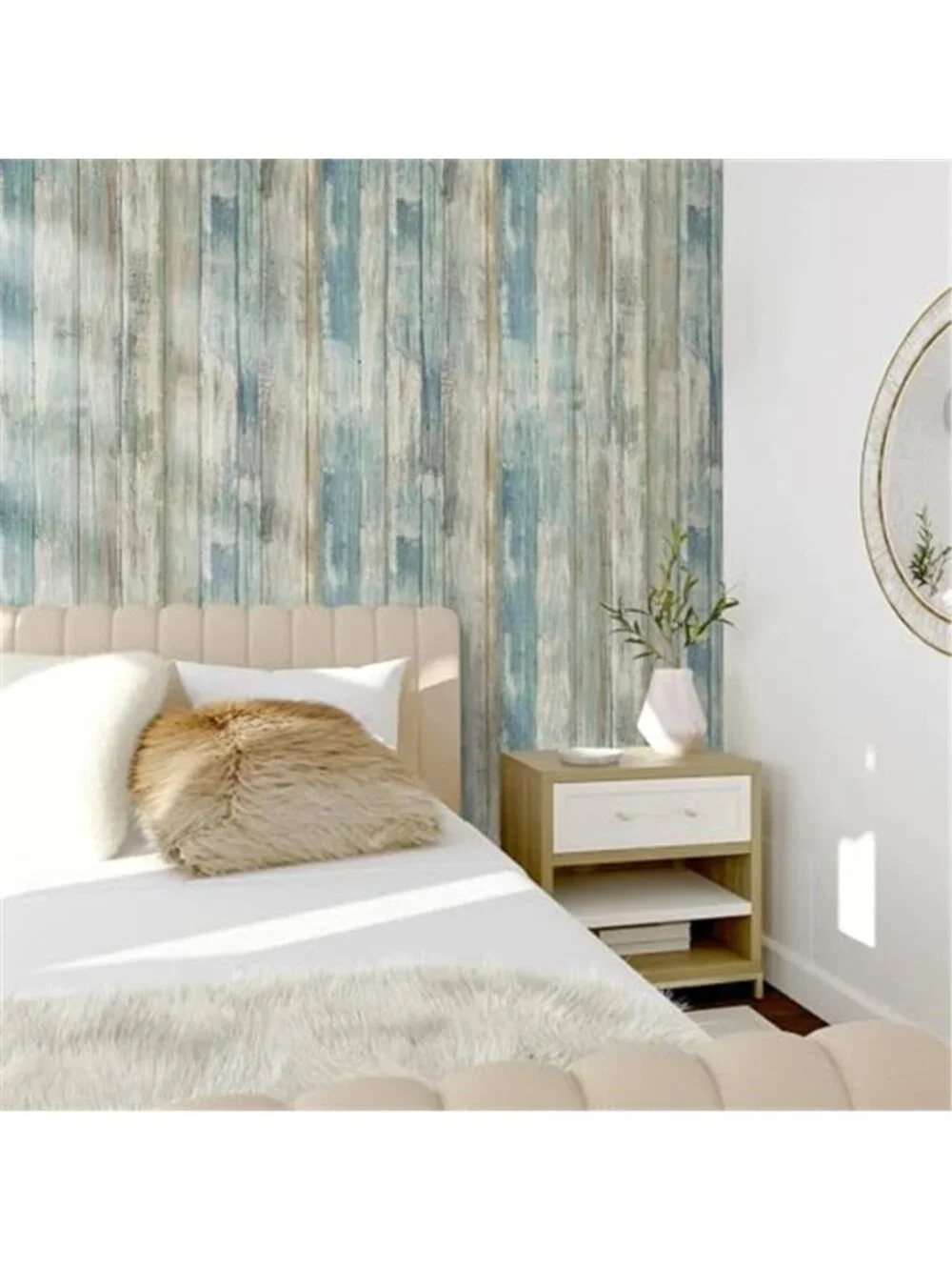 Blue Wood Grain Peel Stick Wallpaper Removable Contact Paper Self Adhesive Vinyl